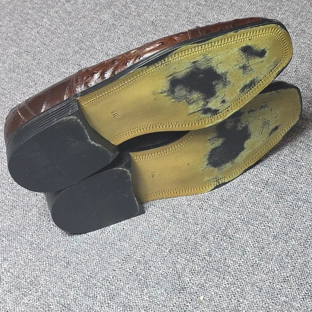 GIORGIO BRUTINI Private Collection  Brown Luxury Ostrich Leather Lace Shoe 9.5 M
